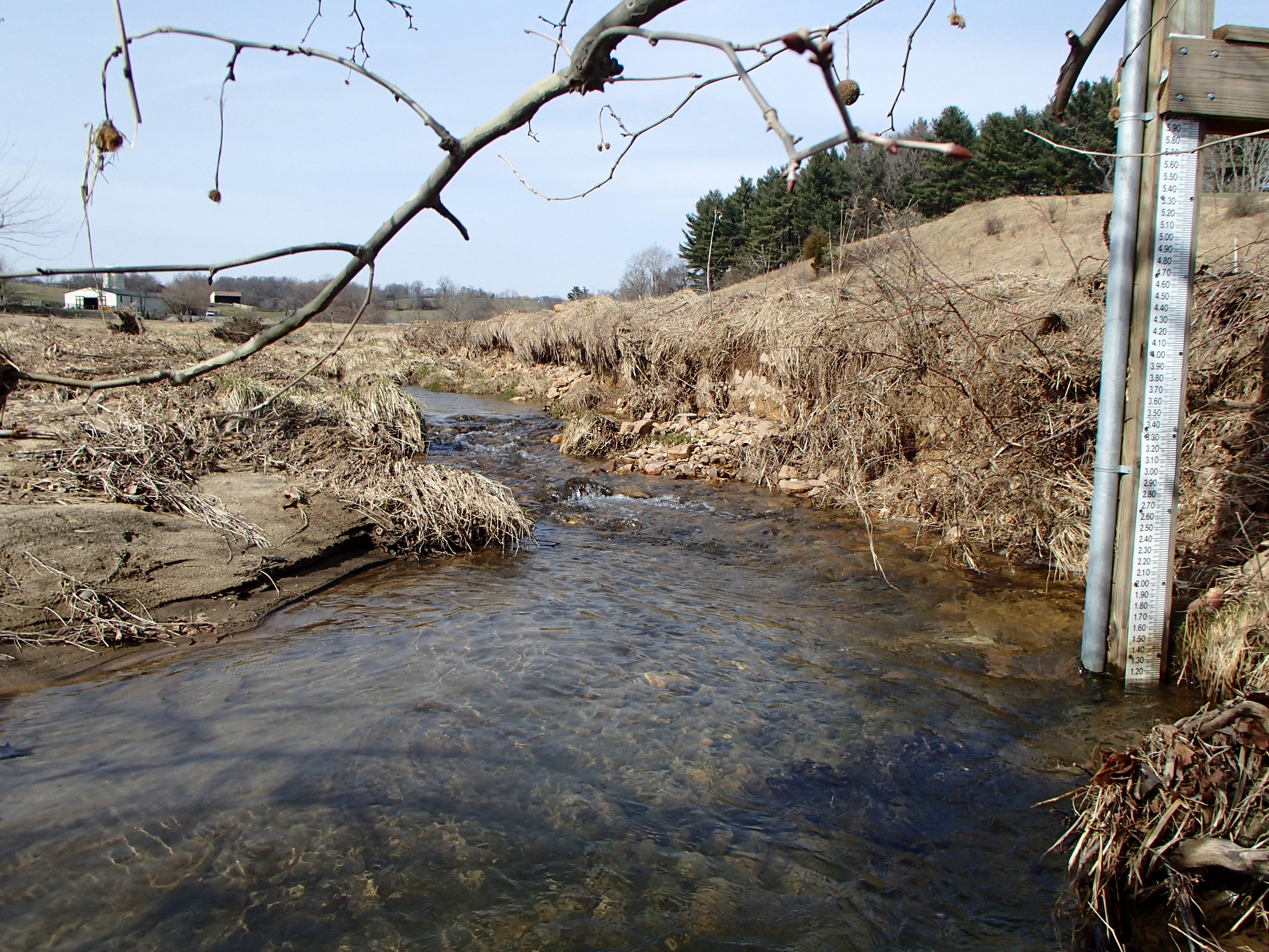 Field photo showing stream conditions at site SBPA-207-X-2016_midpoint looking upstream